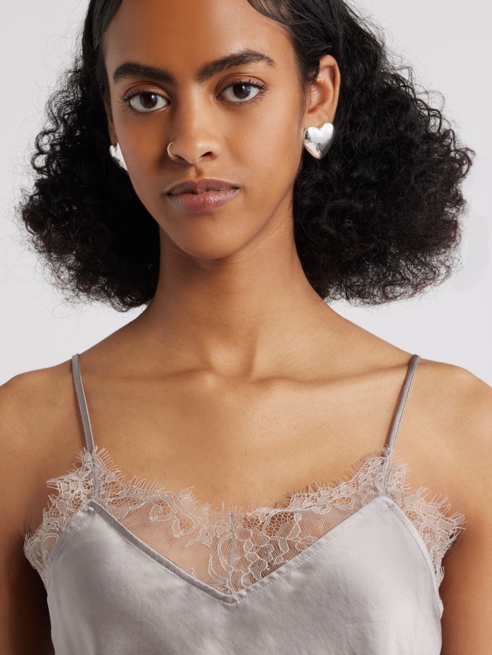 Nordstrom Open Edit Silver Heart Earrings
